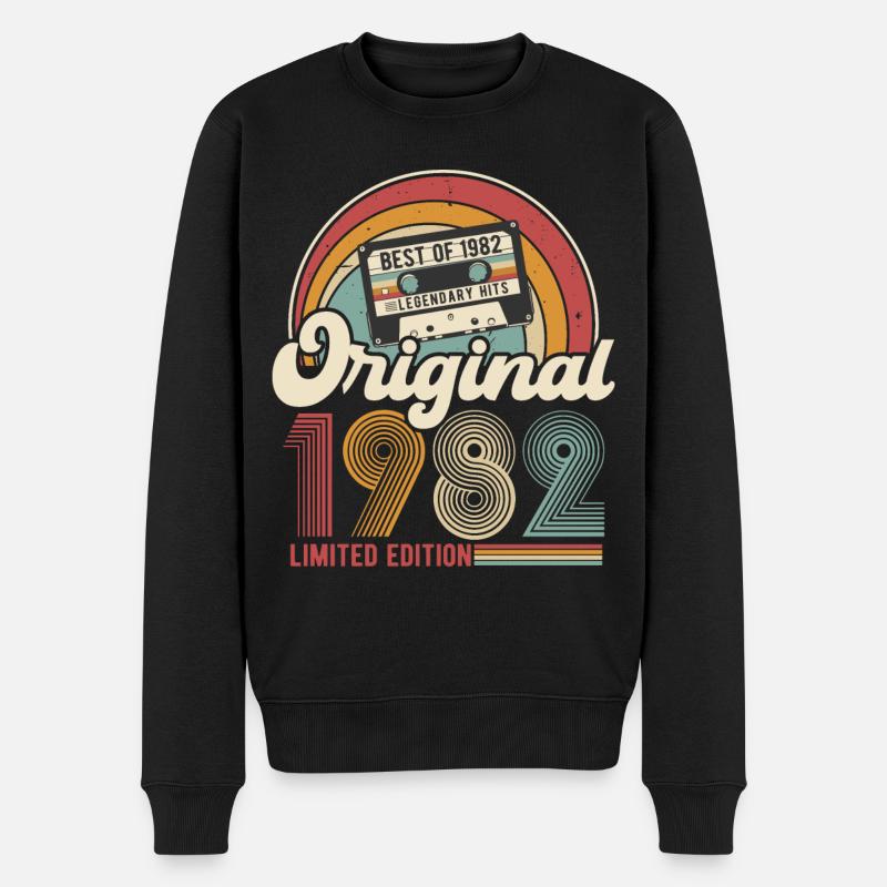 Original Jahrgang 1982 Vintage Retro Geburtstag - Männer Premium Bio Pullover - Schwarz
