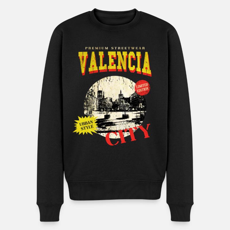 Valencia Spanien Stadt Skyline Vintage Retro - Männer Premium Bio Pullover - Schwarz