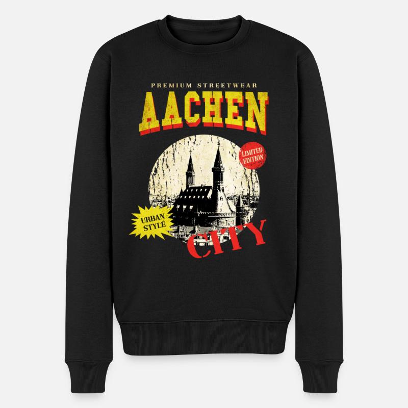 Aachen Deutschland Stadt Skyline Vintage Retro - Männer Premium Bio Pullover - Schwarz