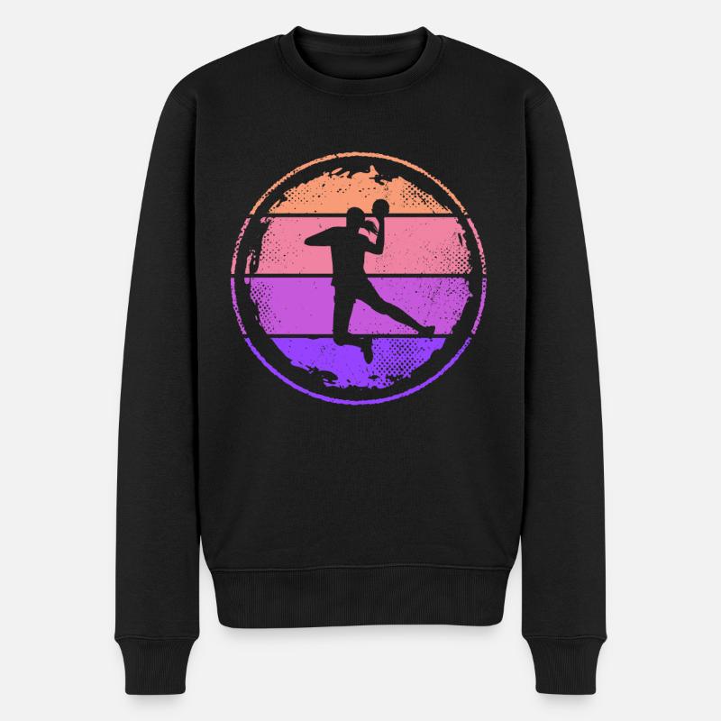 Handballspielerin Retro Mädchen Handball - Männer Premium Bio Pullover - Schwarz