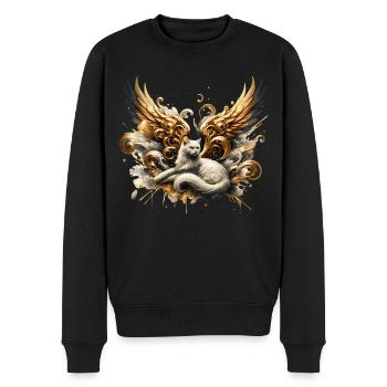 Ange Chat aux Ailes d’Or – Mystique - Pull Premium bio Homme - noir - Devant - Nico (187cm)