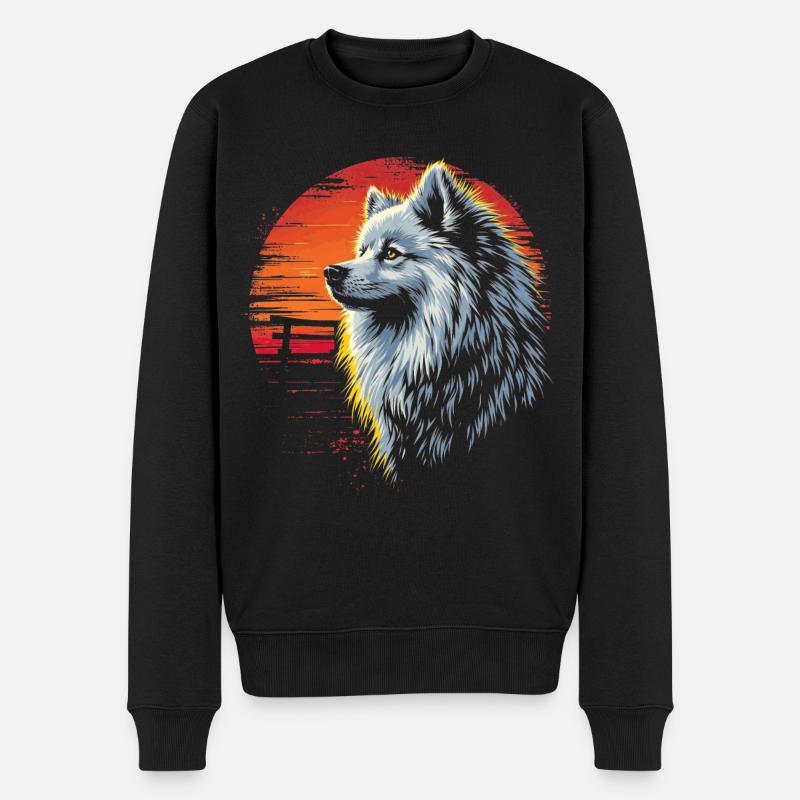 Samoyède Chien Rétro - Pull Premium bio Homme - noir