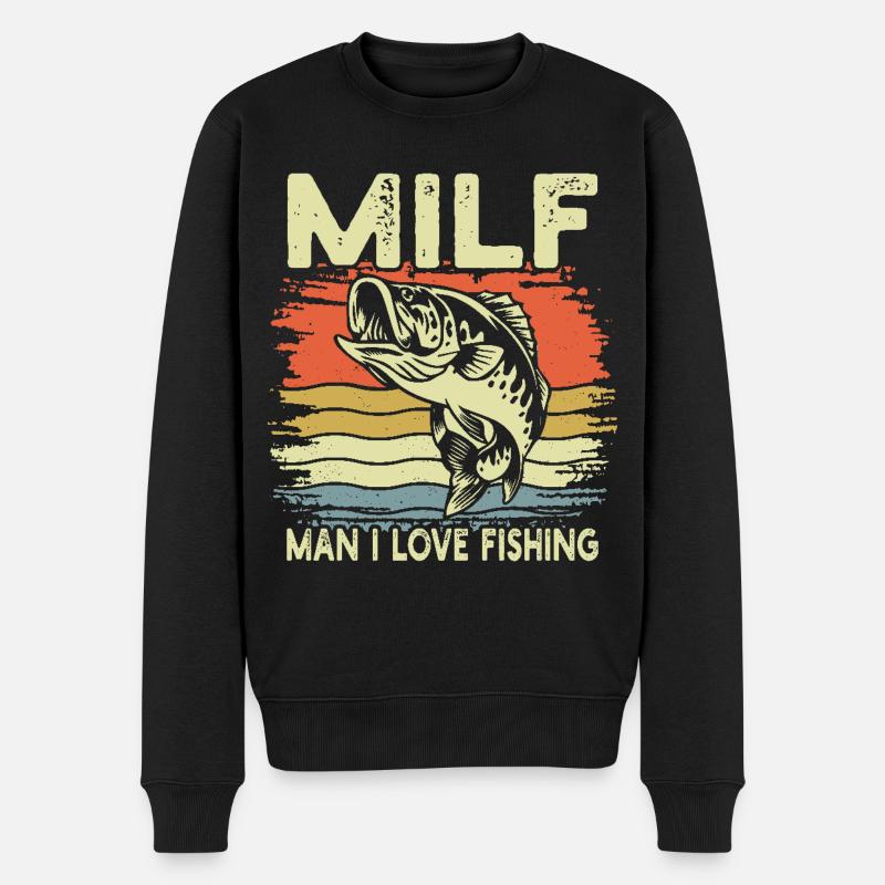 Mann Ich liebe Angeln Vintage Retro Fisch - Männer Premium Bio Pullover - Schwarz