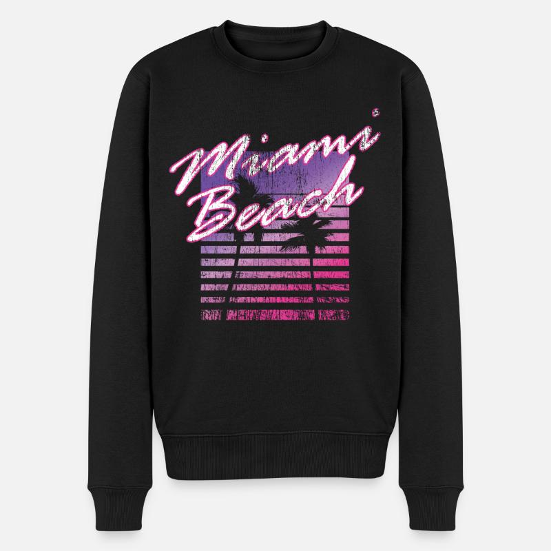 Miami Beach Retro 80s - Pull Premium bio Homme - noir