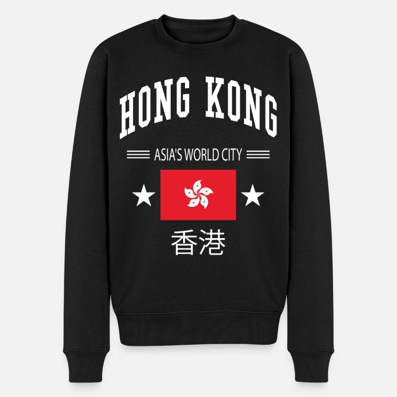 Hongkong - Männer Premium Bio Pullover - Schwarz