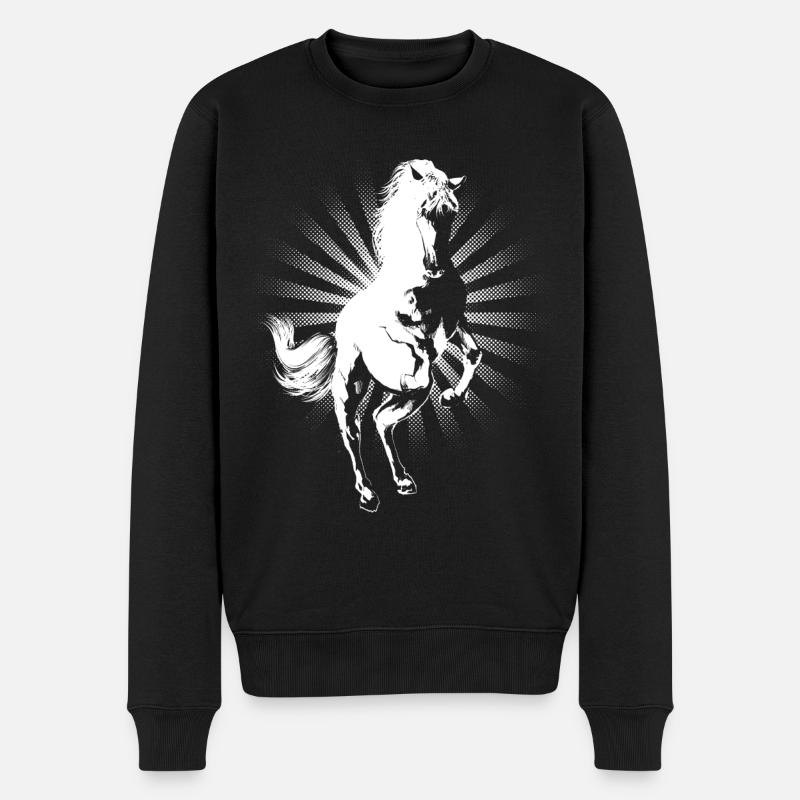Pferd - Männer Premium Bio Pullover - Schwarz