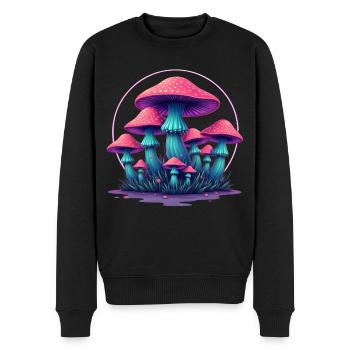 Champignons psychédéliques - Pull Premium bio Homme - noir - Devant - Nico (187cm)