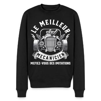 Meilleur mécanicien humour mécanique cadeau homme - Pull Premium bio Homme - noir - Devant - Nico (187cm)