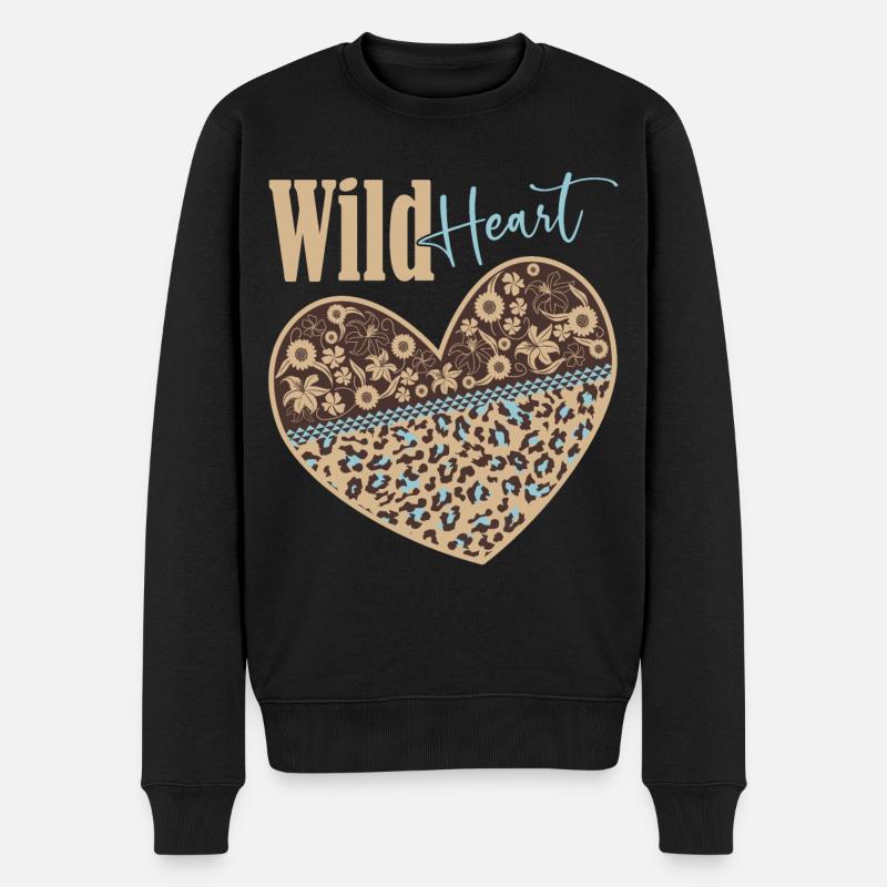 Wildes Herz - Männer Premium Bio Pullover - Schwarz