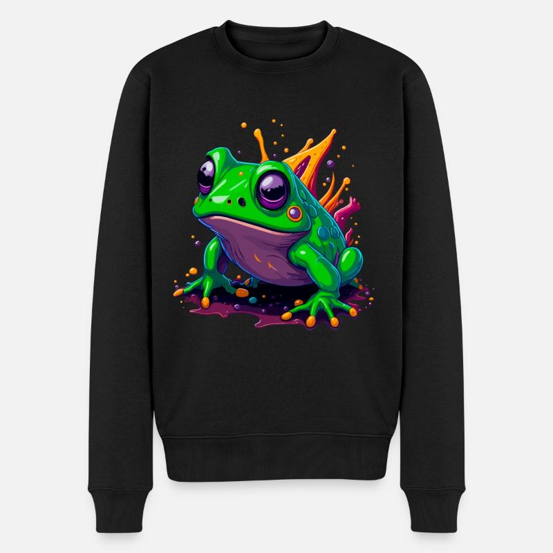 Schöner Frosch - Männer Premium Bio Pullover - Schwarz
