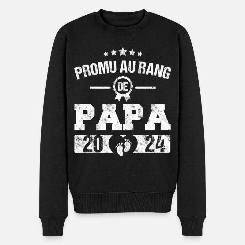 Papa en 2024 annonce naissance cadeau pour père - Pull Premium bio Homme - noir