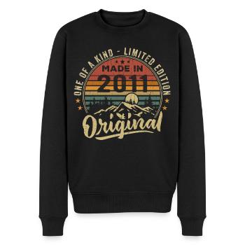 Geboren 2011 Original Retro Vintage Geburtstag 2011 - Männer Premium Bio Pullover - Schwarz - Vorne - Nico (187cm)