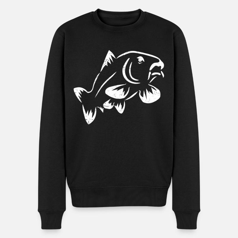 Karpfen - Männer Premium Bio Pullover - Schwarz