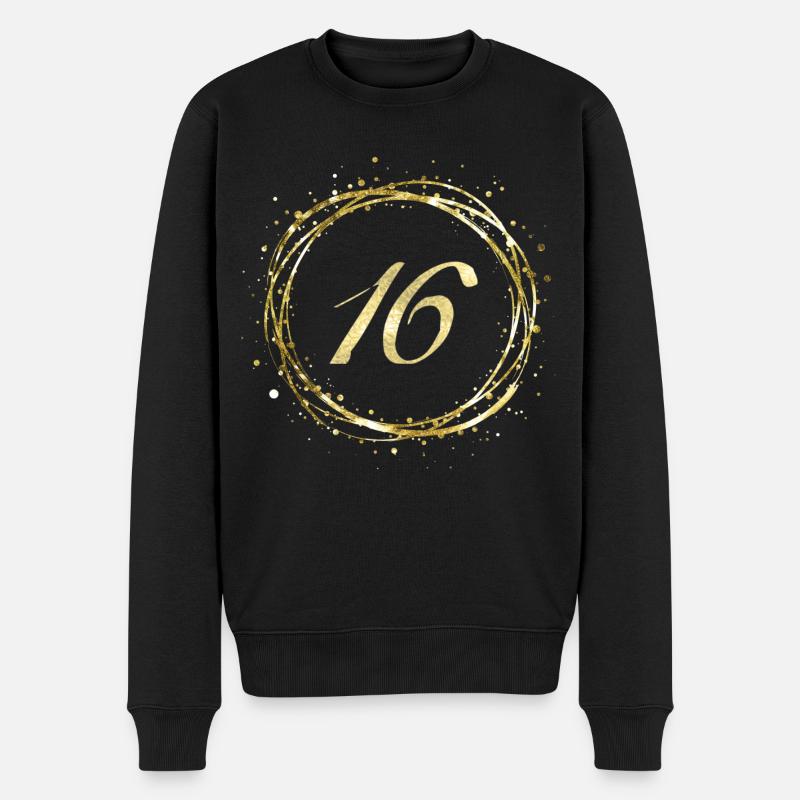 16 - Männer Premium Bio Pullover - Schwarz