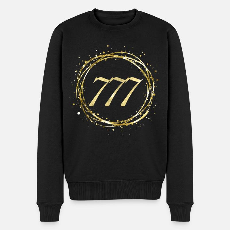 777 - Männer Premium Bio Pullover - Schwarz