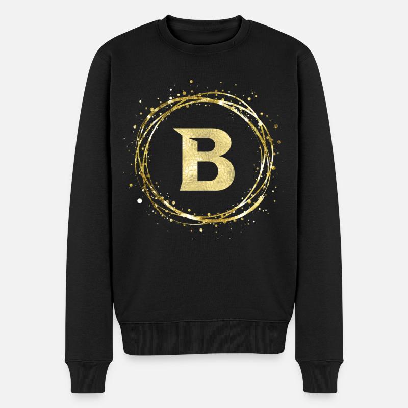 B - Männer Premium Bio Pullover - Schwarz