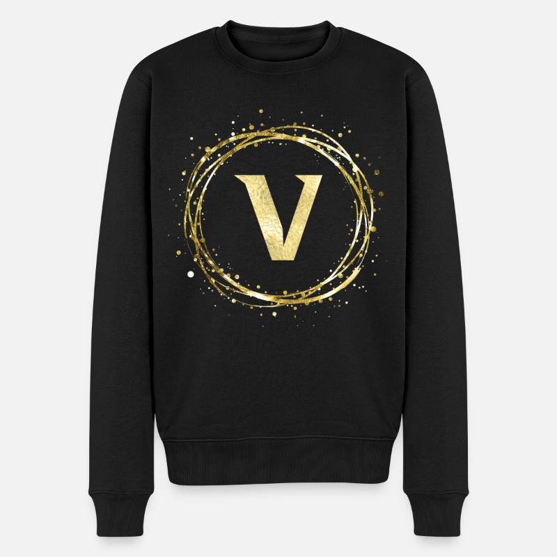 V - Männer Premium Bio Pullover - Schwarz