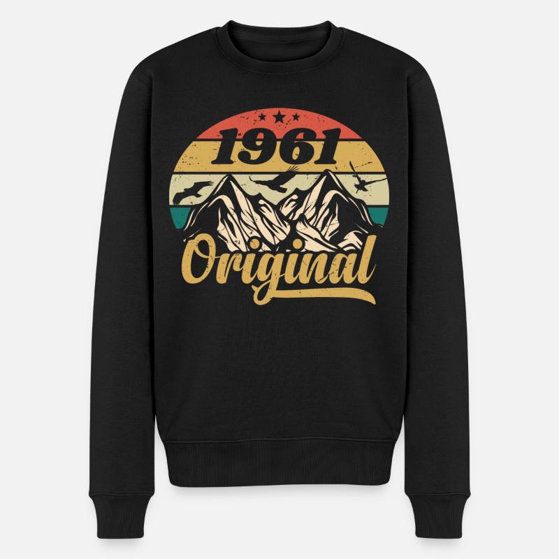 Original 1961 Vintage Geburtstagsgeschenk 1961 - Männer Premium Bio Pullover - Schwarz