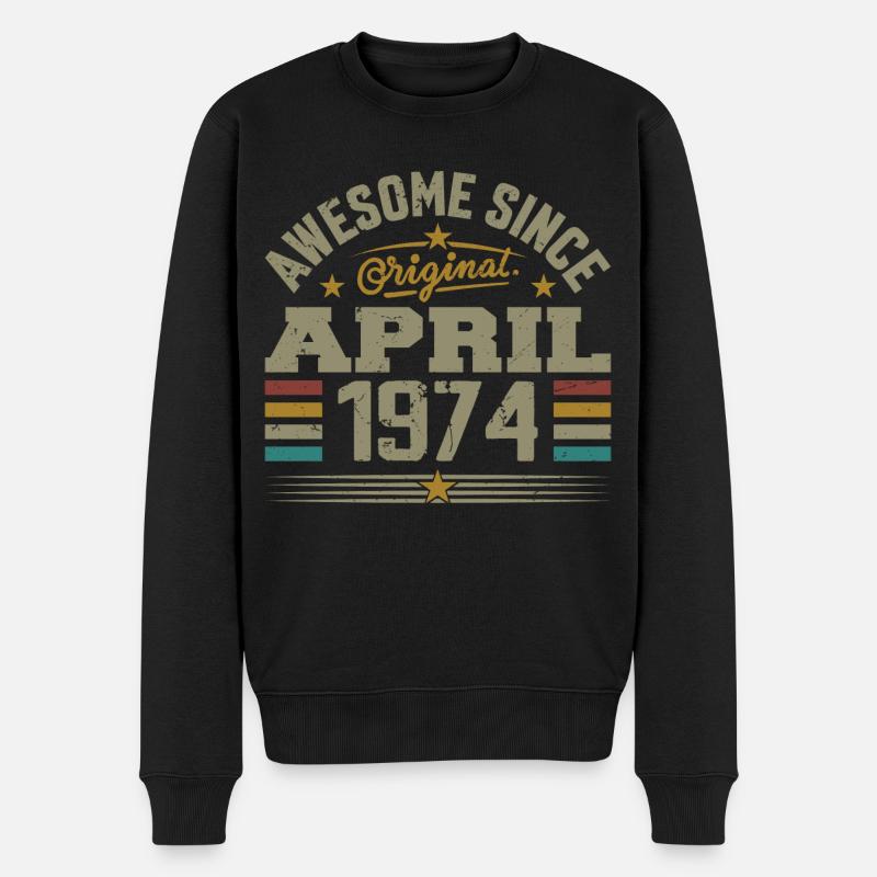April 1974 Geburtstagsgeschenkidee Jahrgang 1974 - Männer Premium Bio Pullover - Schwarz