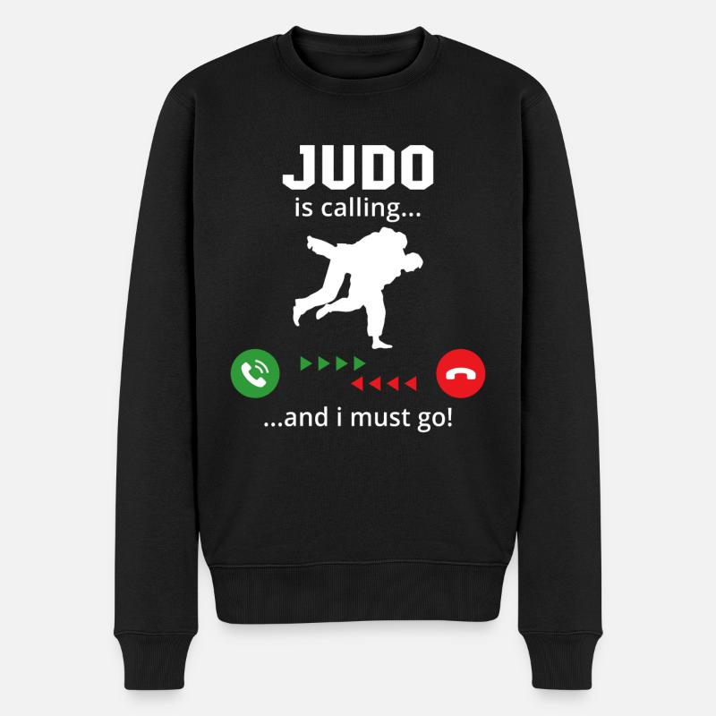 Judo ruft und ich muss gehen - Männer Premium Bio Pullover - Schwarz