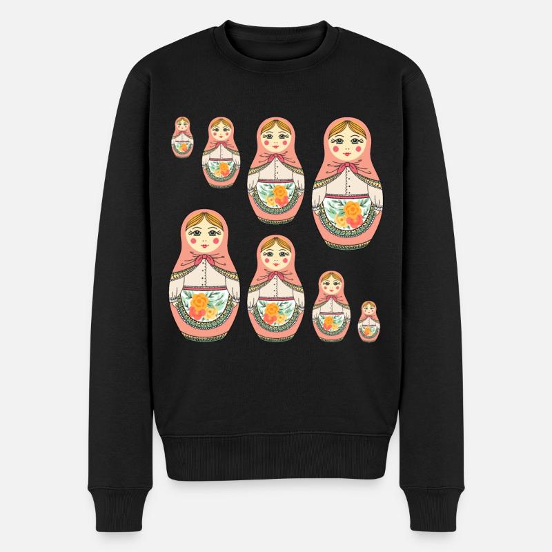 Matroschka Russland Babuschka Puppe - Männer Premium Bio Pullover - Schwarz