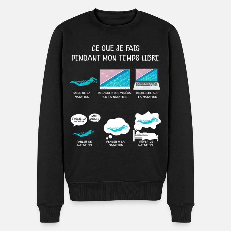 Natation, idée cadeau passion sport - Pull Premium bio Homme - noir