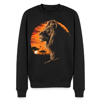 Löwe Wildkatze - Männer Premium Bio Pullover - Schwarz - Vorne - Nico (187cm)