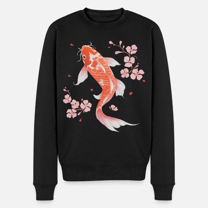 Koi Poisson Carpe Japon Chine Poisson - Pull Premium bio Homme - noir
