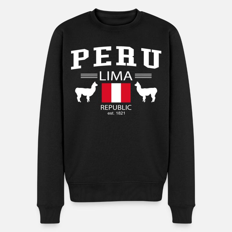Peru - Männer Premium Bio Pullover - Schwarz