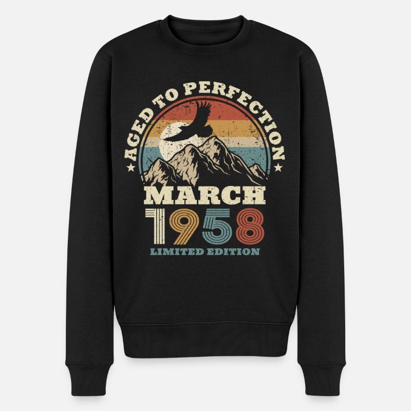 65. Geburtstag - März 1958 - 65 Jahre alt - Männer Premium Bio Pullover - Schwarz