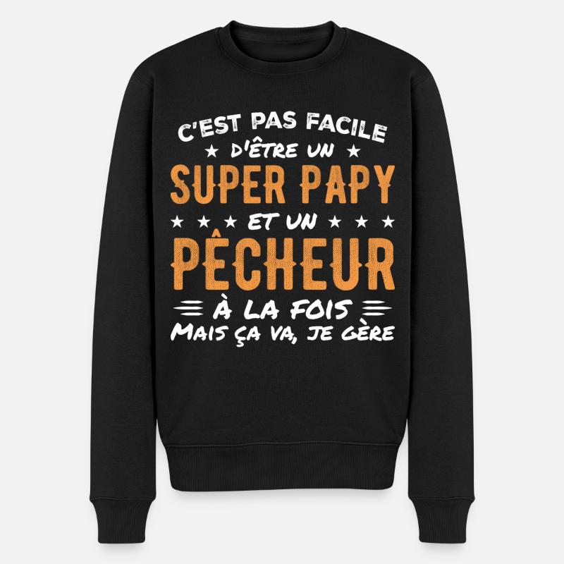 Super-Opa und Fischer-Geschenk - Männer Premium Bio Pullover - Schwarz