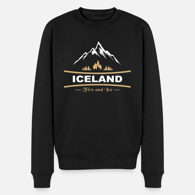 Islande - feu et glace - Pull Premium bio Homme - noir