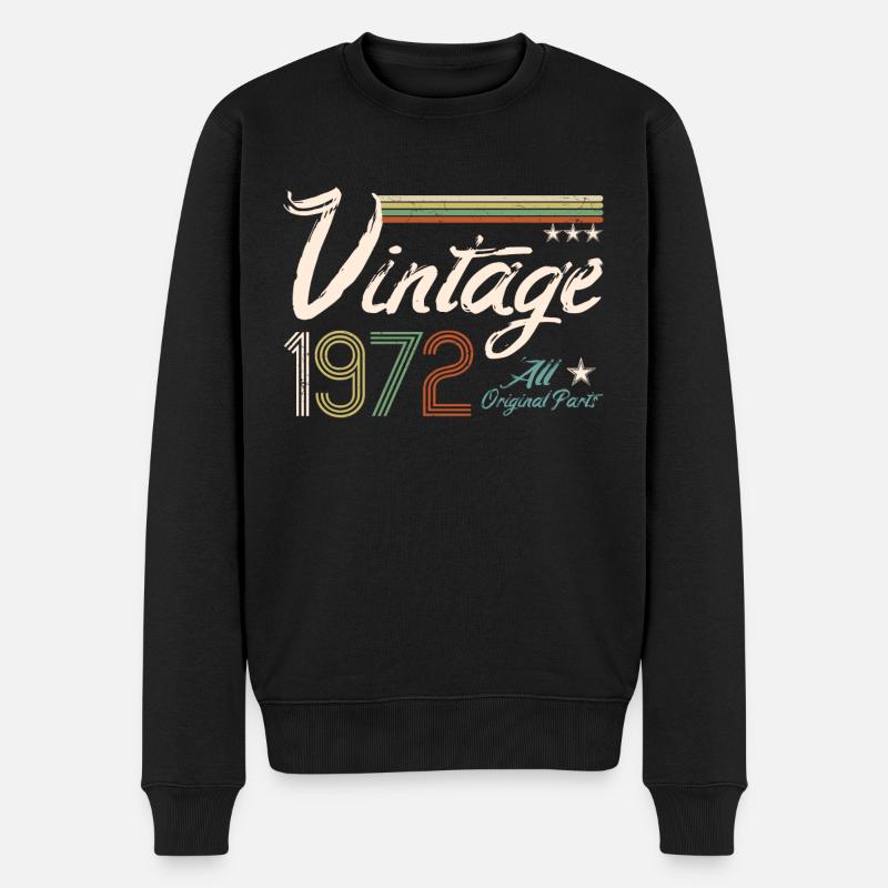 Vintage 1972 - 48. Geburtstag Retro - Männer Premium Bio Pullover - Schwarz