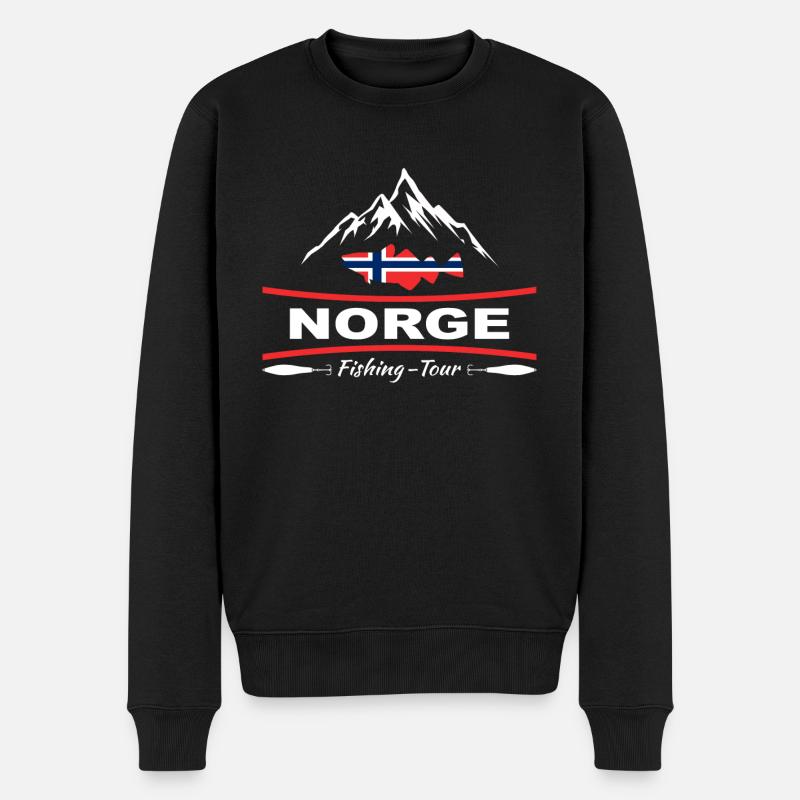 Norwegen Angeln - Männer Premium Bio Pullover - Schwarz