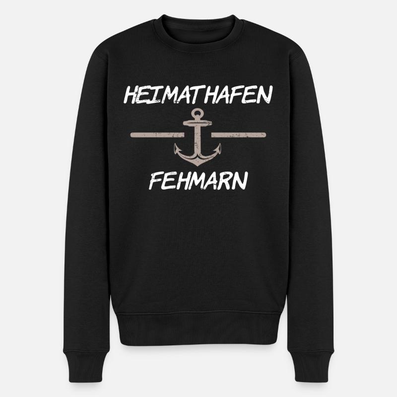 Heimathafen Fehmarn - Männer Premium Bio Pullover - Schwarz