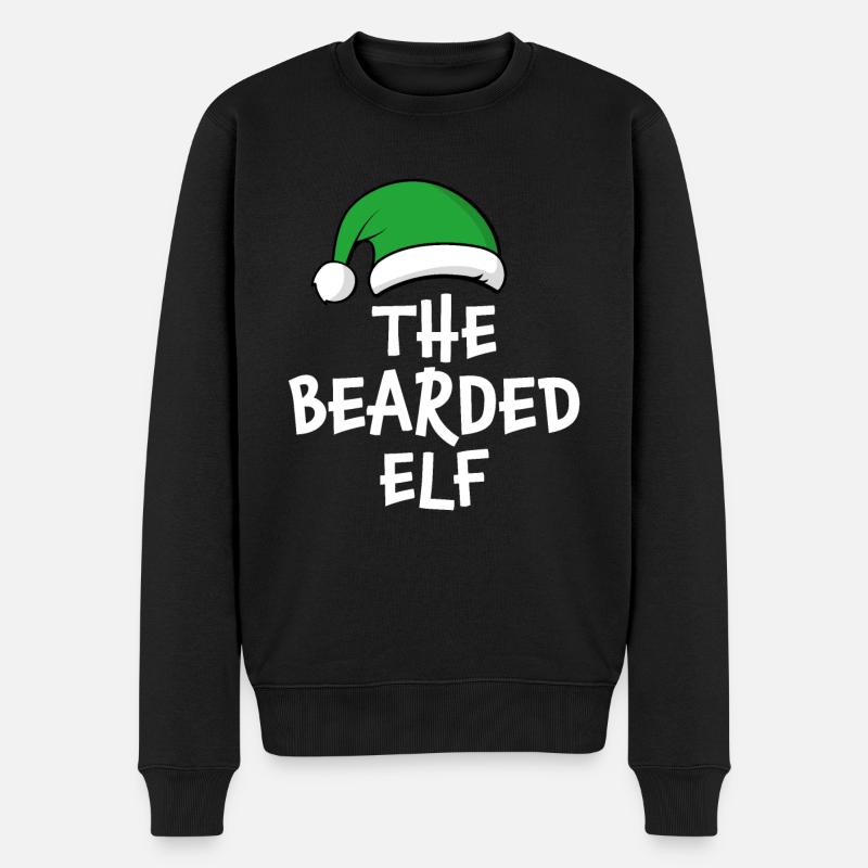 Der bärtige Elf - Männer Premium Bio Pullover - Schwarz