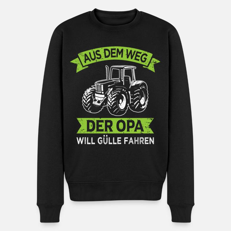 Traktor Opa will Gülle fahren Landwirt Großvater - Männer Premium Bio Pullover - Schwarz