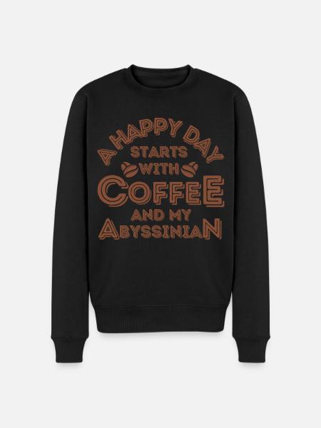 Abyssinian Cat Coffee Cafe - Men's Premium Organic Jumper - black