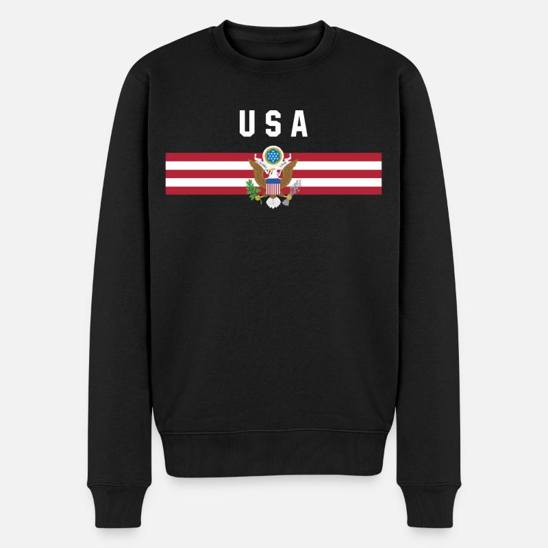 États-Unis - Drapeau et armoiries - Pull Premium bio Homme - noir