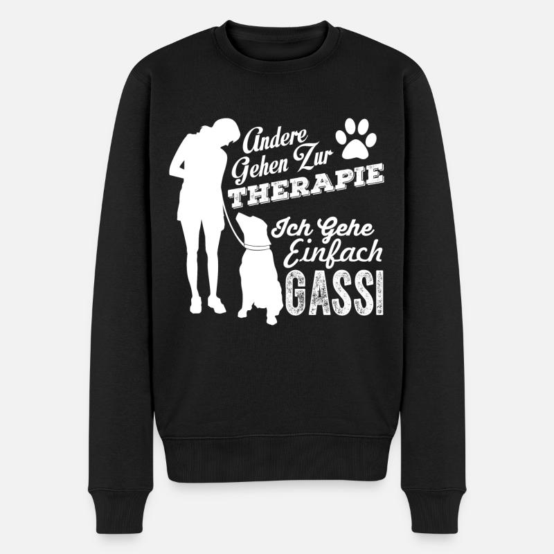 Gassi statt Therapie - Männer Premium Bio Pullover - Schwarz