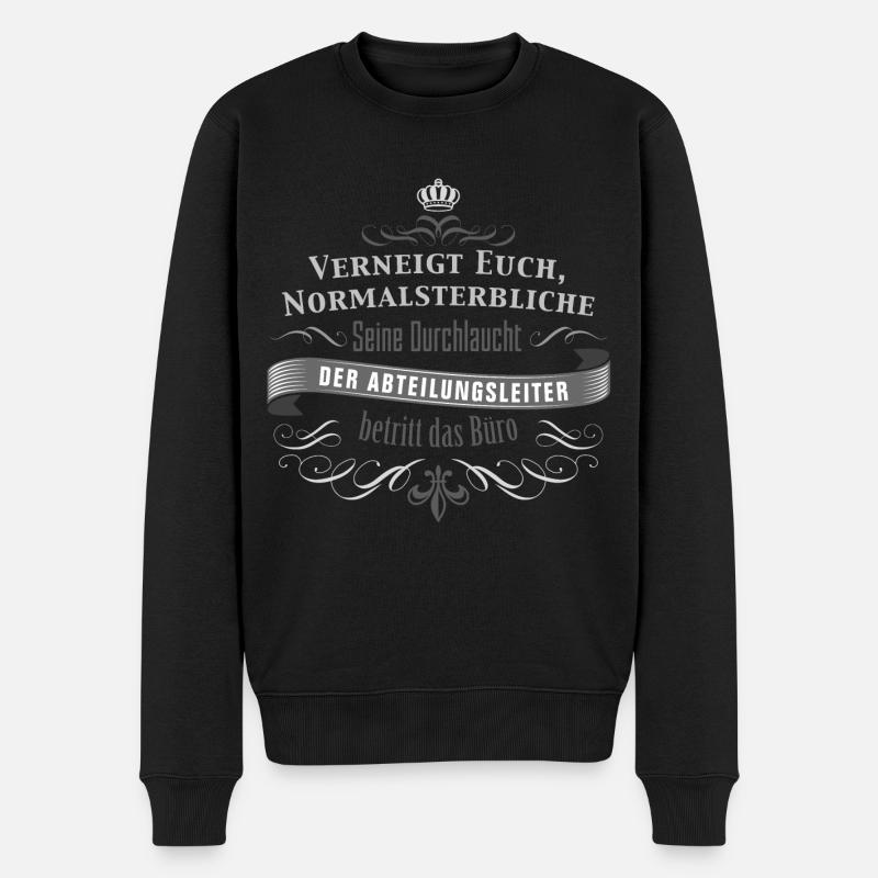 Der Abteilungsleiter betritt das Büro - Männer Premium Bio Pullover - Schwarz
