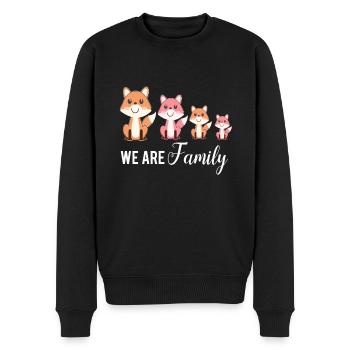 We are Family - wir sind Familie niedlicher Fuchs - Männer Premium Bio Pullover - Schwarz - Vorne - Nico (187cm)