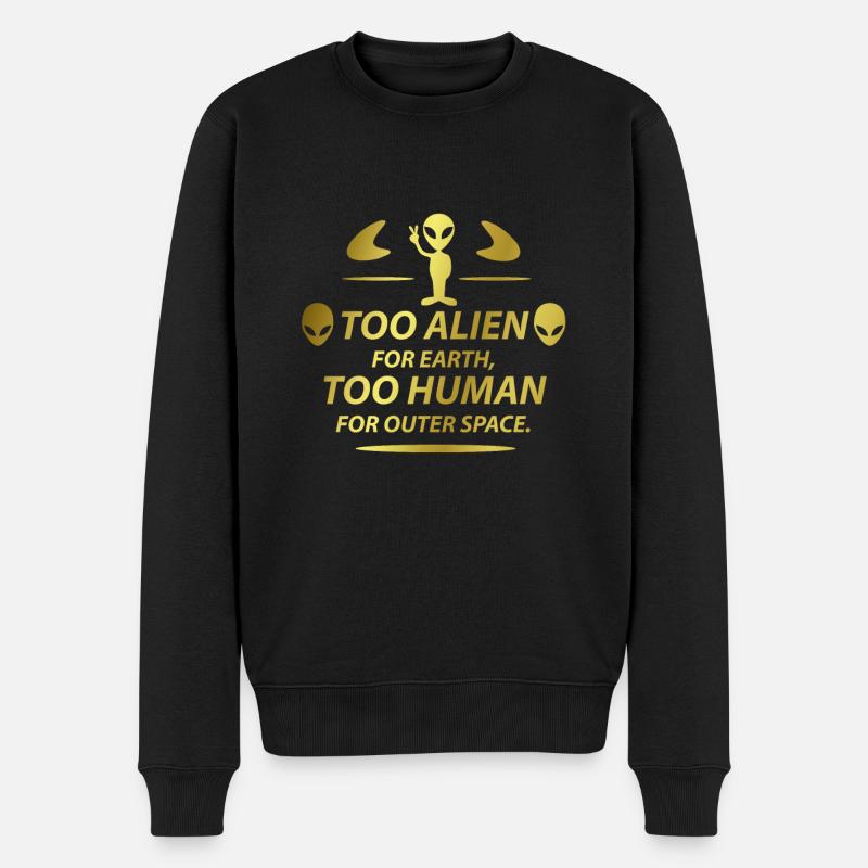 Alien | Weltraum Zeichen Ausserirdisch Geschenk - Männer Premium Bio Pullover - Schwarz