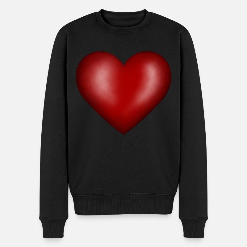 Herz rot Liebe - Männer Premium Bio Pullover - Schwarz