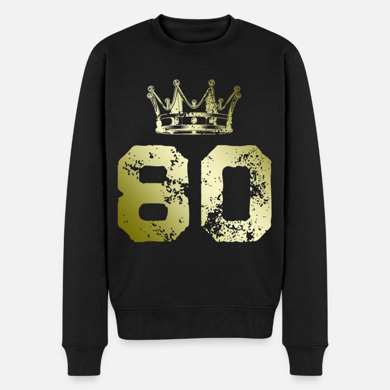 80 Zahl Krone - Männer Premium Bio Pullover - Schwarz