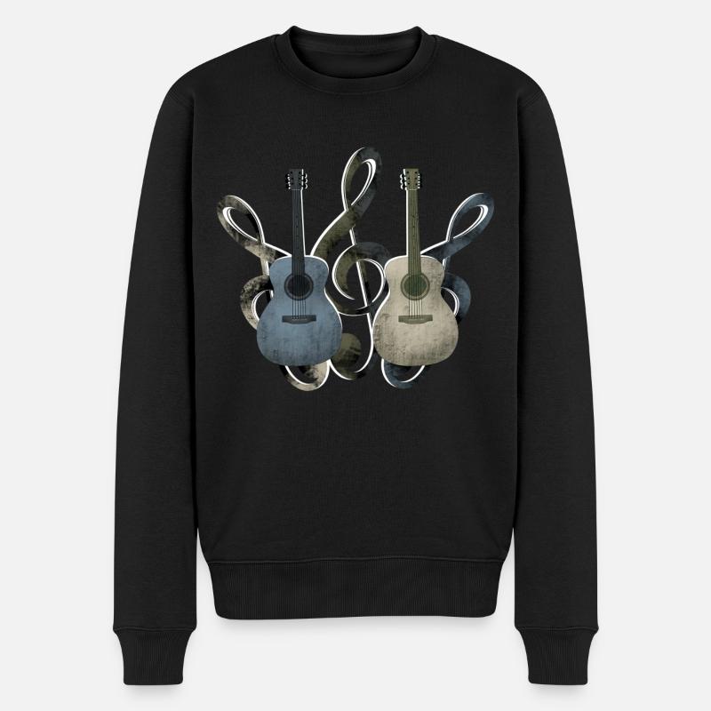 Gitarren Notenschlüssel - Männer Premium Bio Pullover - Schwarz