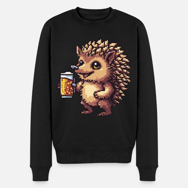 Hérisson Pixel Bière - Pull Premium bio Homme - noir