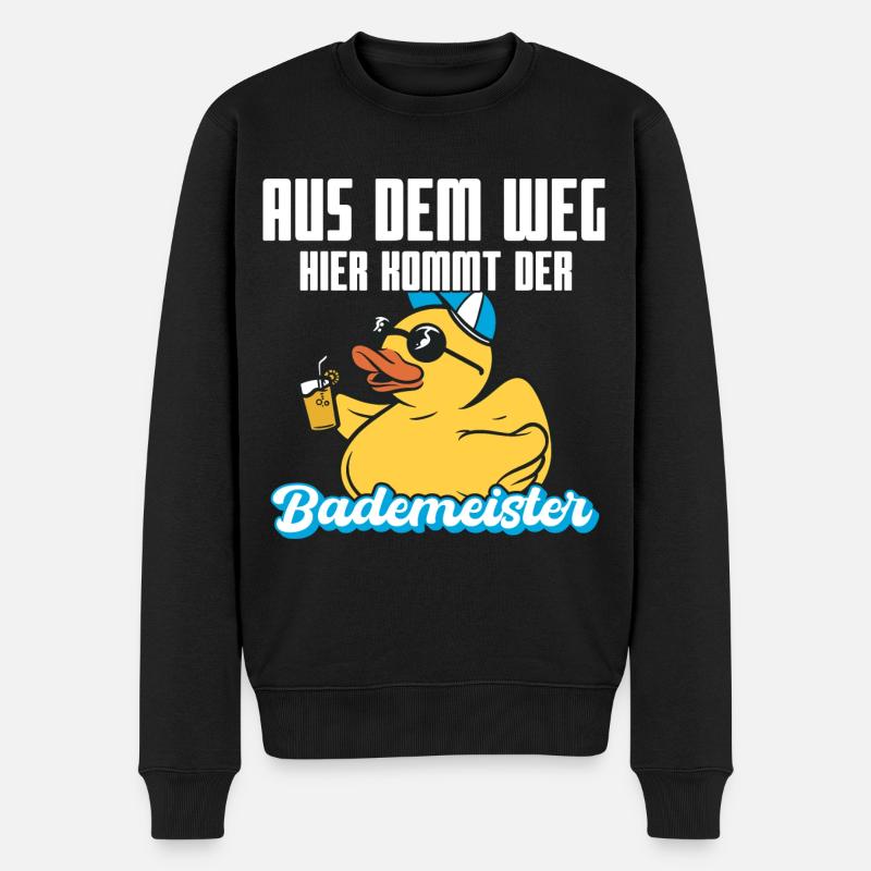 Lustiger Bademeister - Männer Premium Bio Pullover - Schwarz
