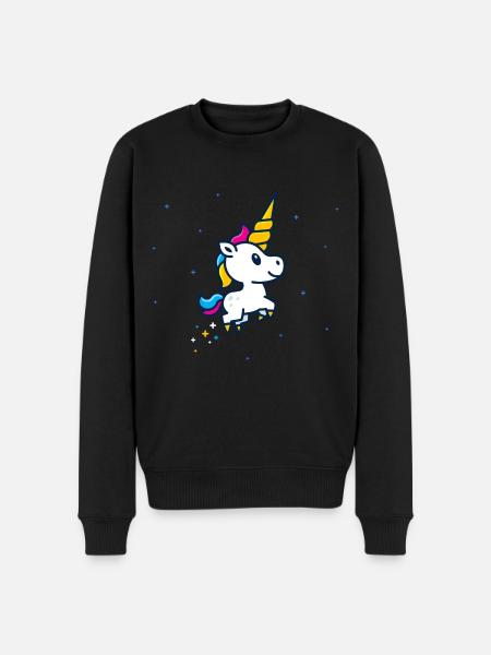 Einhorn Fohlen - Männer Premium Bio Pullover - Schwarz