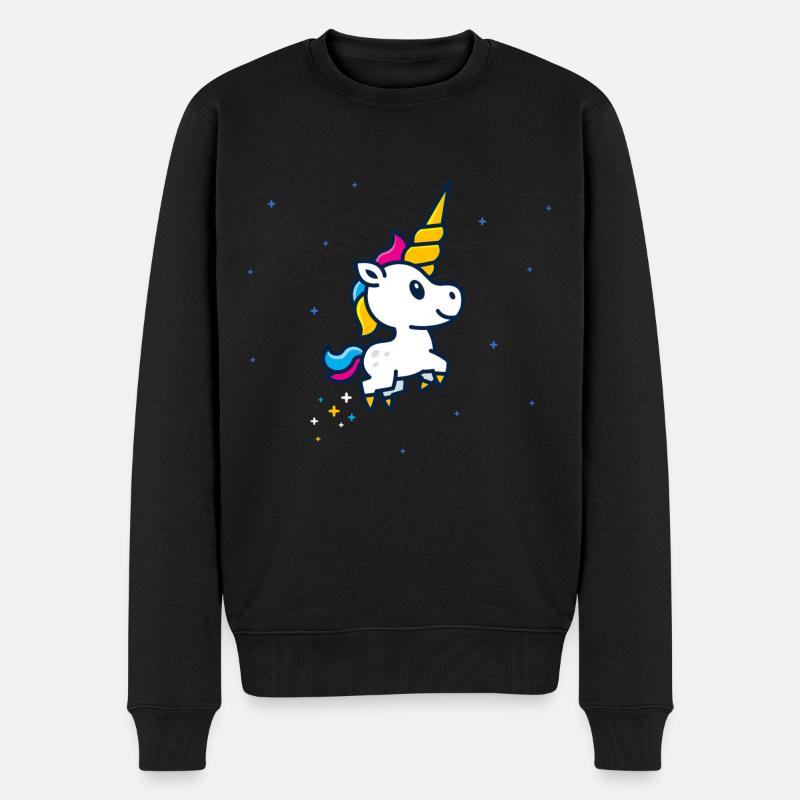 Einhorn Fohlen - Männer Premium Bio Pullover - Schwarz